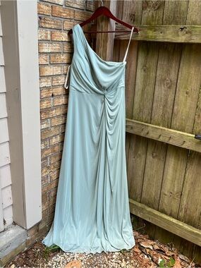 Azazie Brooke One-Shoulder Agave Green Maxi Formal Dress